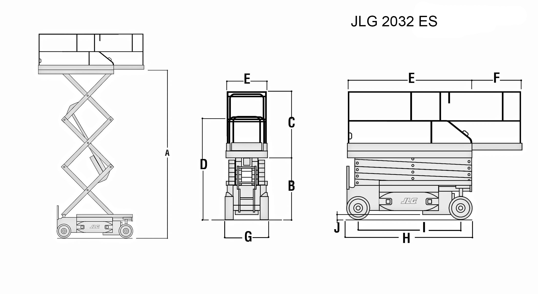 Размеры ножничного подъемника JLG 2032 ES